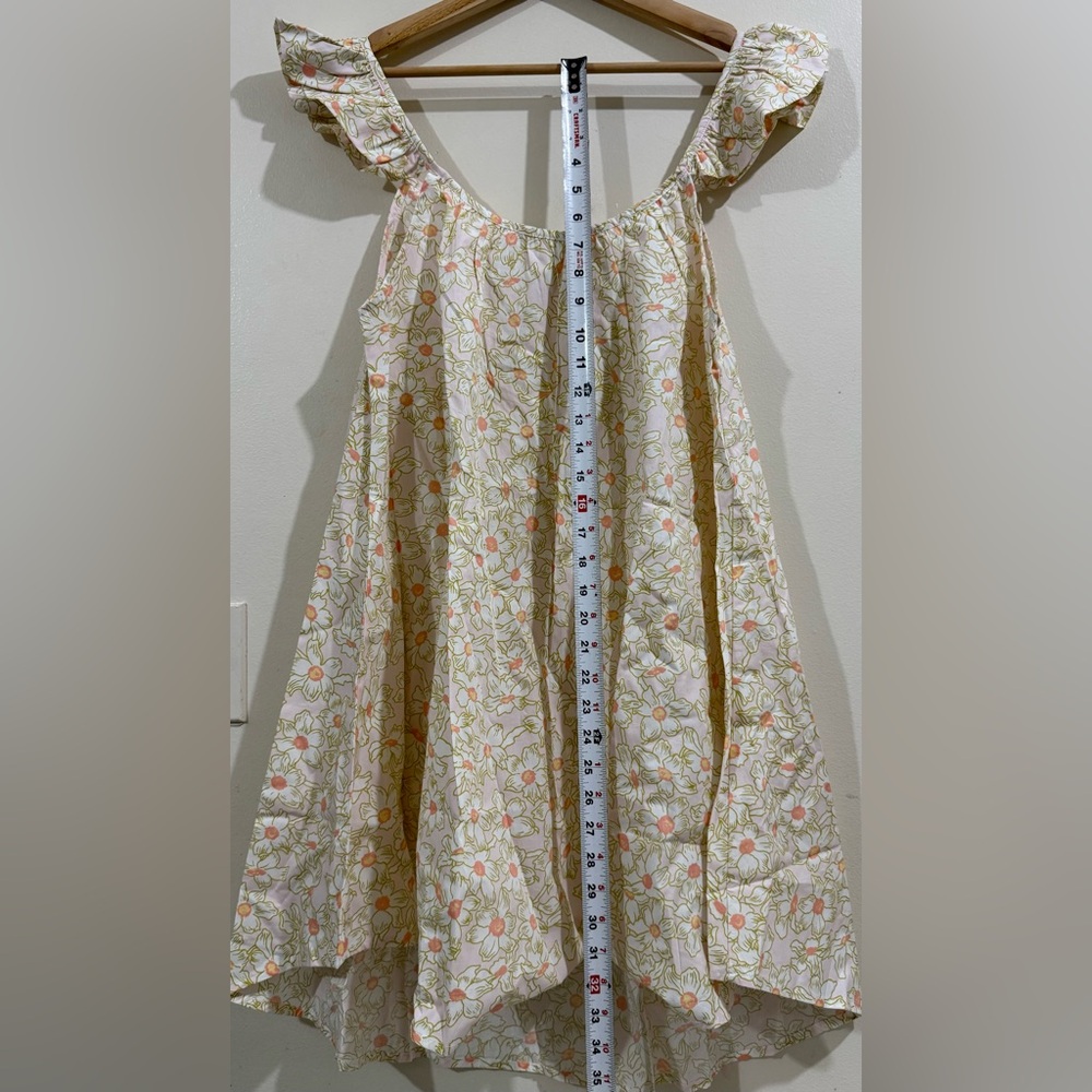 Piyama High-Low Floral Ruffle Strap Dress - Cream with Pink & Green - Picture 7 of 9